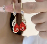 Red Stylish Zircon Earrings